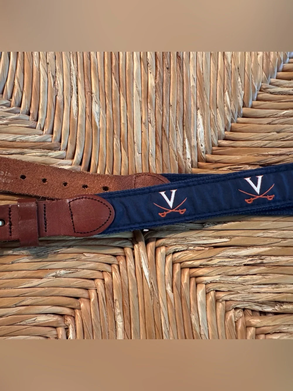 Leather Man Ltd UVA Virginia Cavaliers Ribbon Belt Size 34